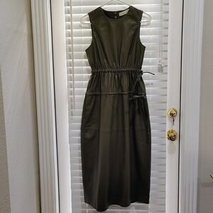 Proenza Schouler White Label Dress Women 4 Green Faux Leather Midi Edgy BossBabe